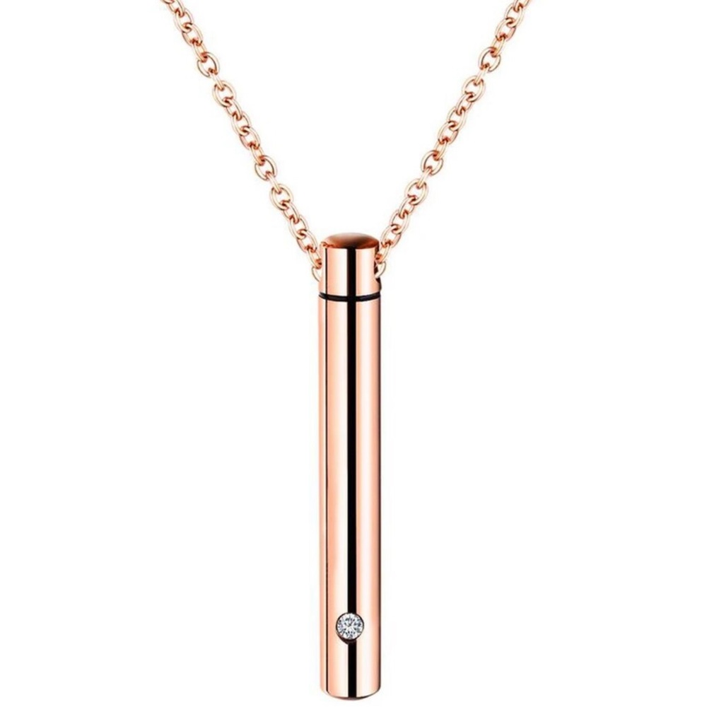 Stainless Steel Hidden Compartment Bar Necklace - Picture 3 of 10